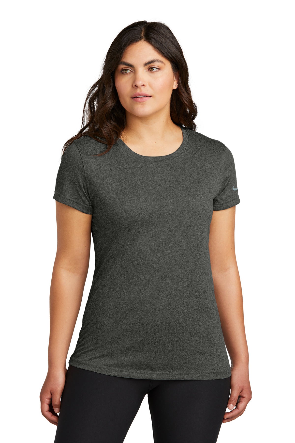 Nike Women's Swoosh Sleeve rLegend Tee - Dark Smoke Heather
