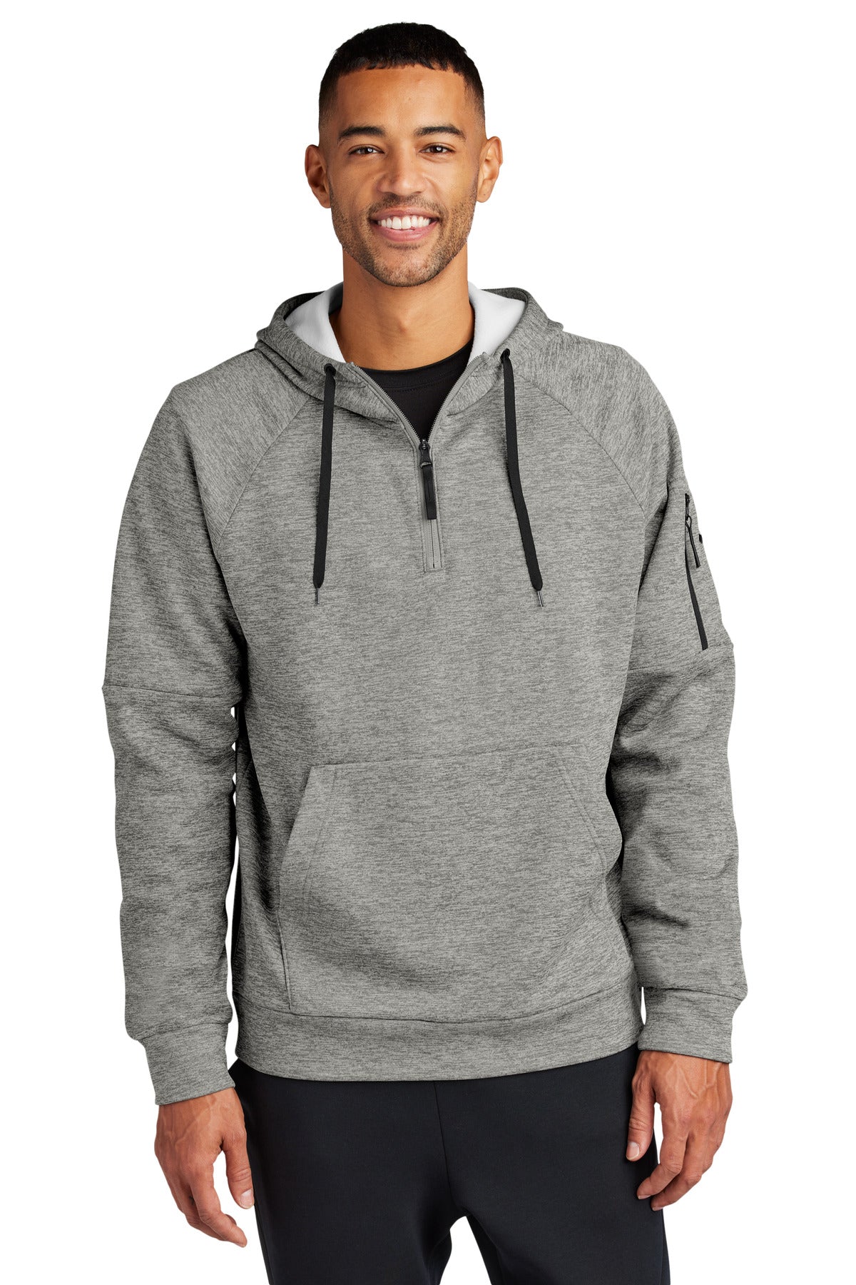 Nike Therma-FIT Pocket 1/4-Zip Fleece Hoodie - Dark Grey Heather
