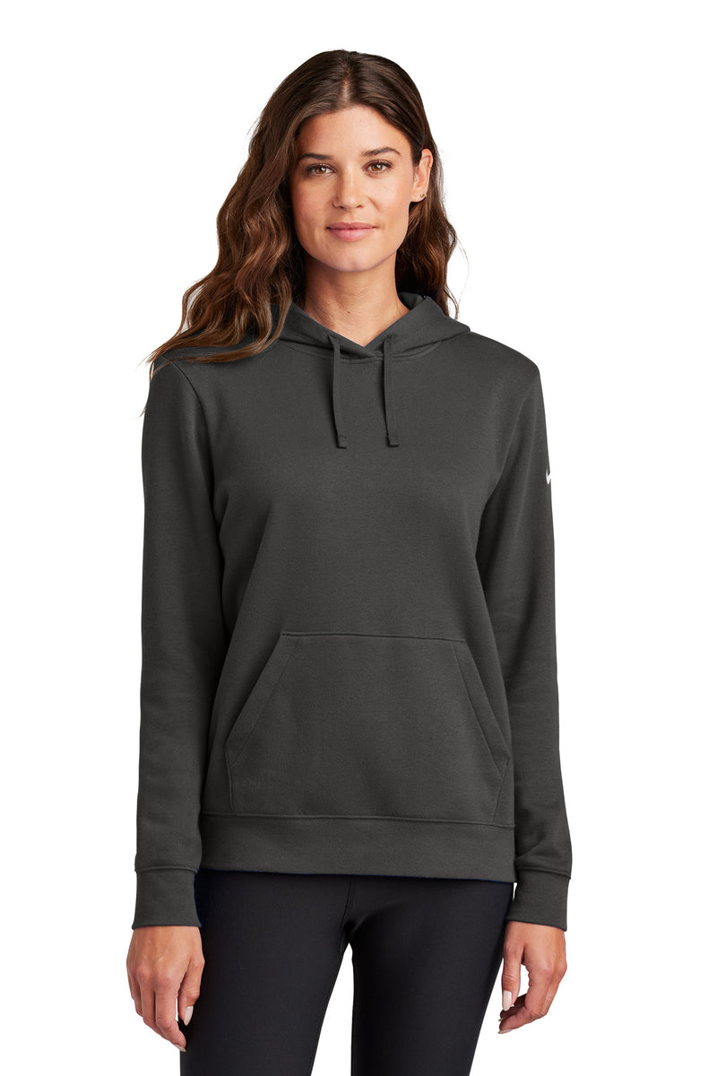Nike Women's Club Fleece Sleeve Swoosh Pullover Hoodie - Anthracite