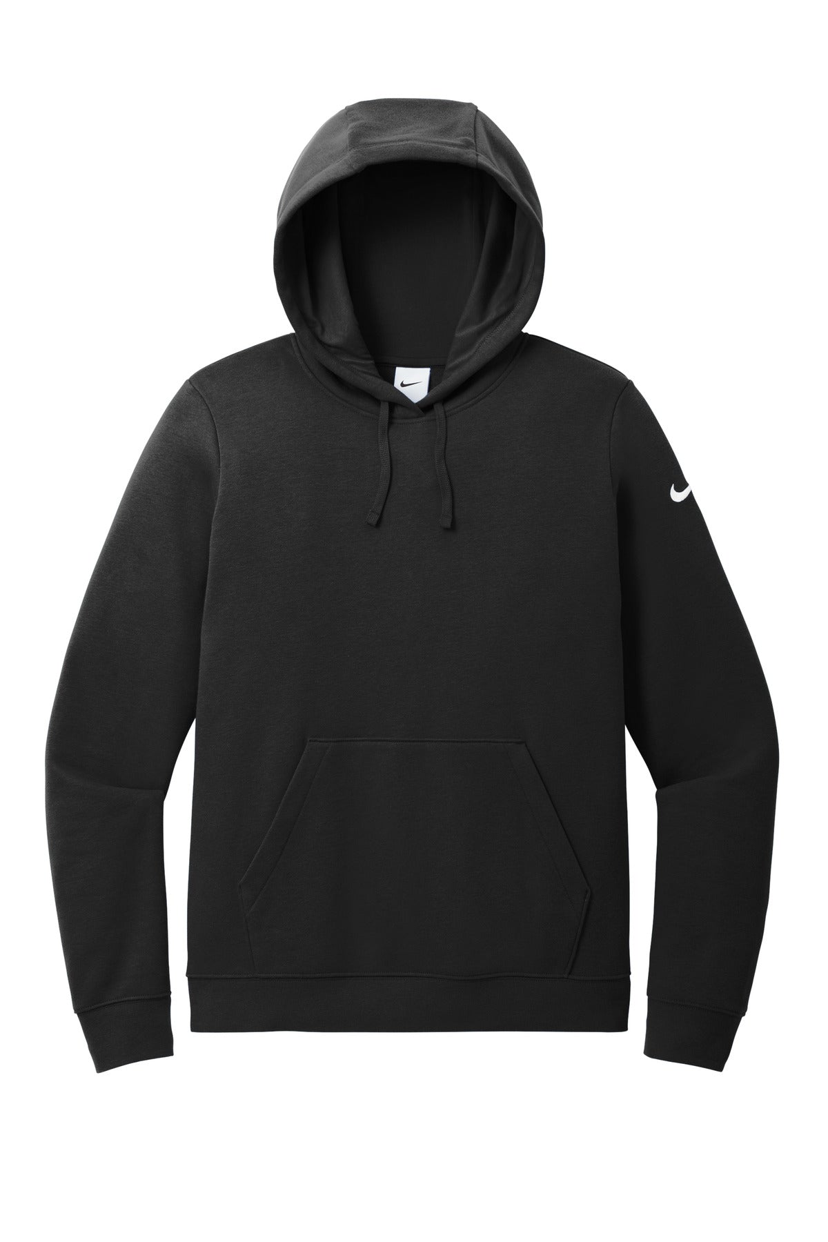 Nike Women's Club Fleece Sleeve Swoosh Pullover Hoodie - Black