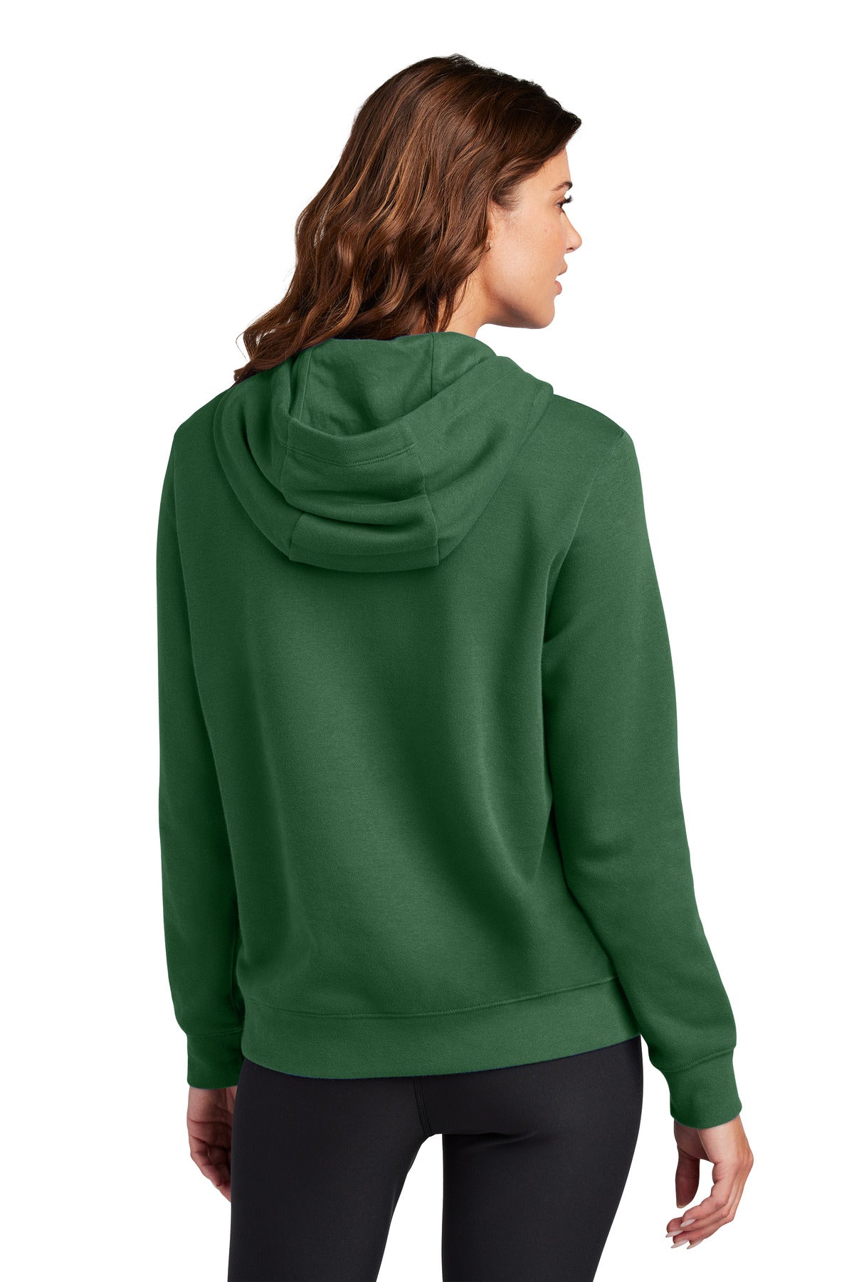 Nike Women's Club Fleece Sleeve Swoosh Pullover Hoodie - Gorge Green