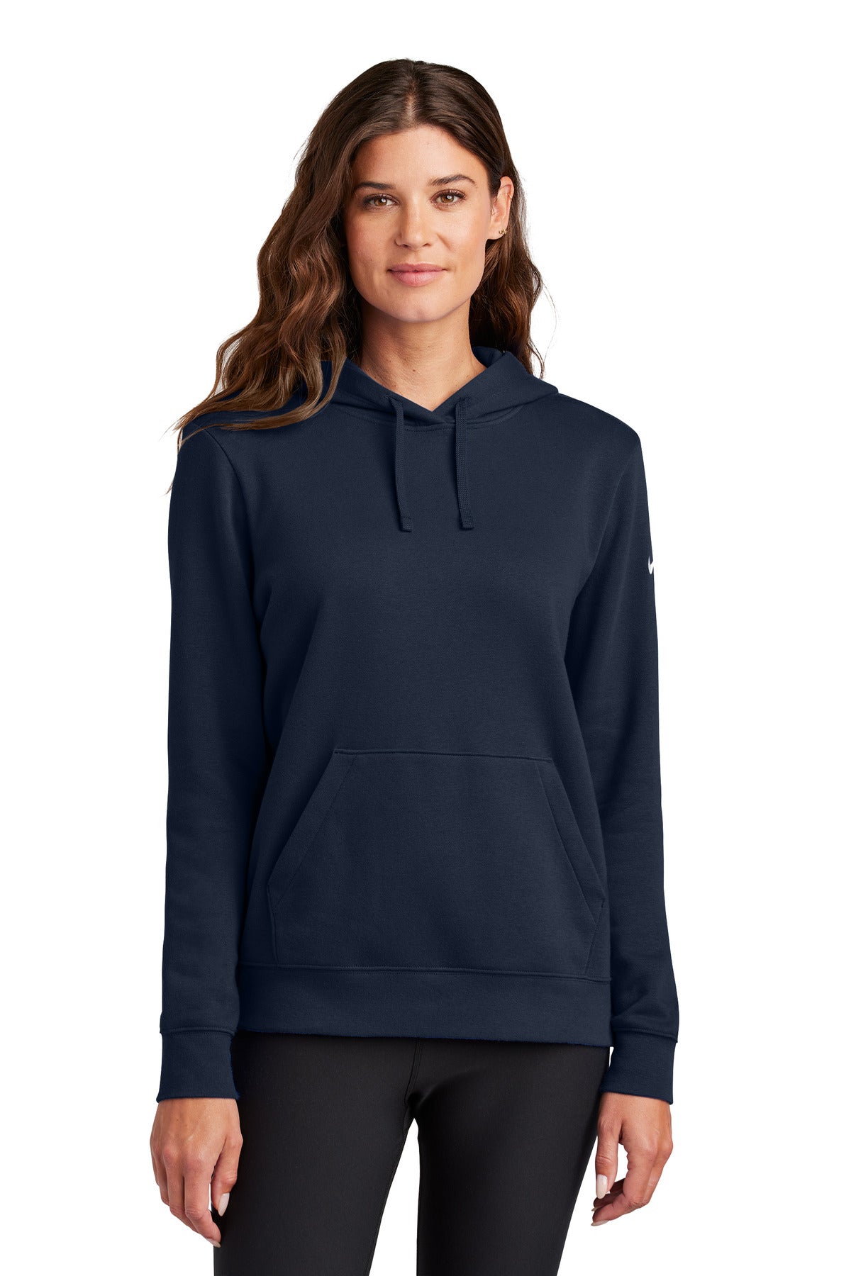 Nike Women's Club Fleece Sleeve Swoosh Pullover Hoodie - Midnight Navy