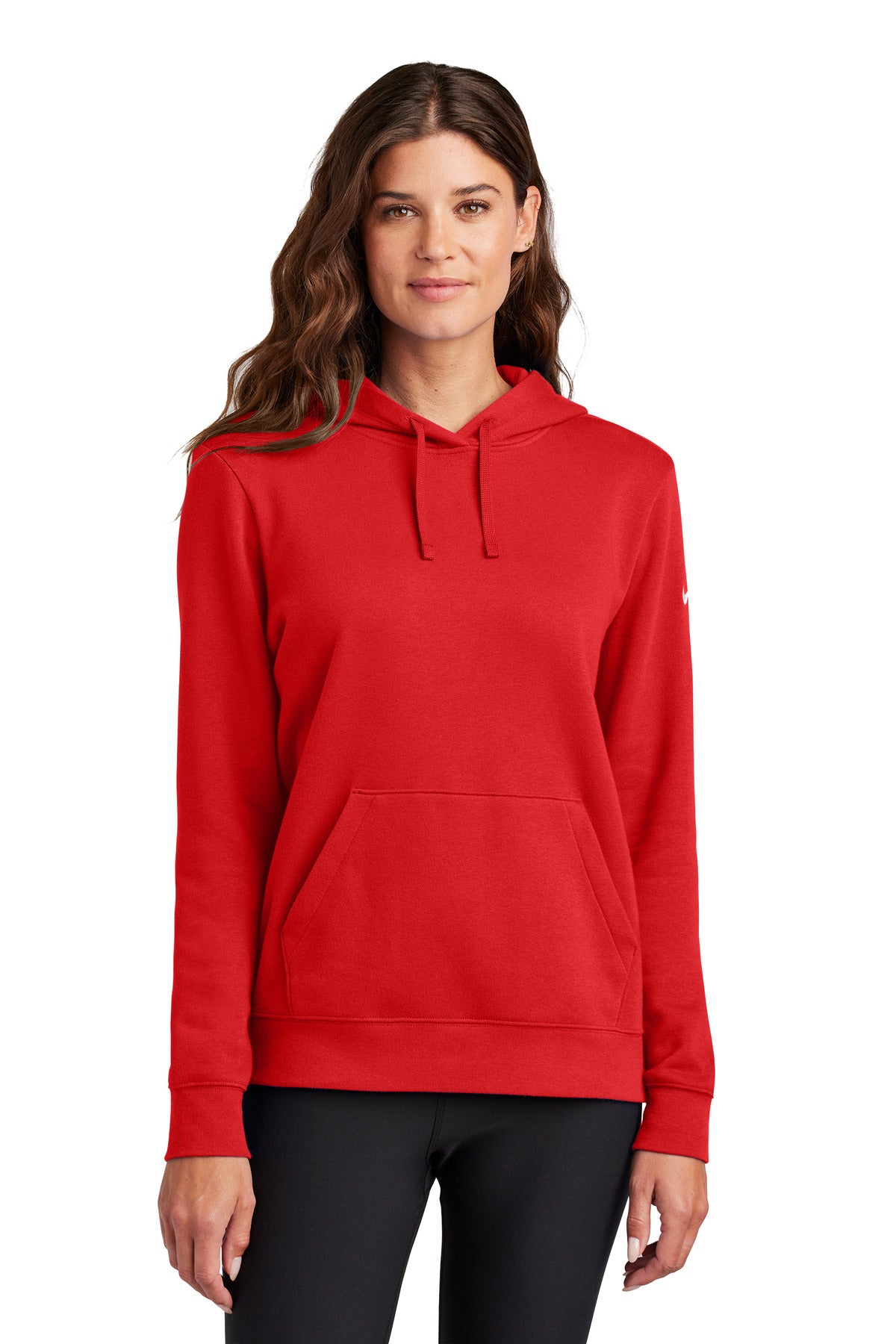 Nike Women's Club Fleece Sleeve Swoosh Pullover Hoodie - University Red