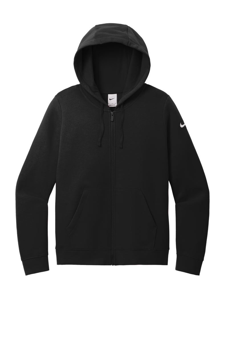 Nike Women's Club Fleece Sleeve Swoosh Full-Zip Hoodie - Black
