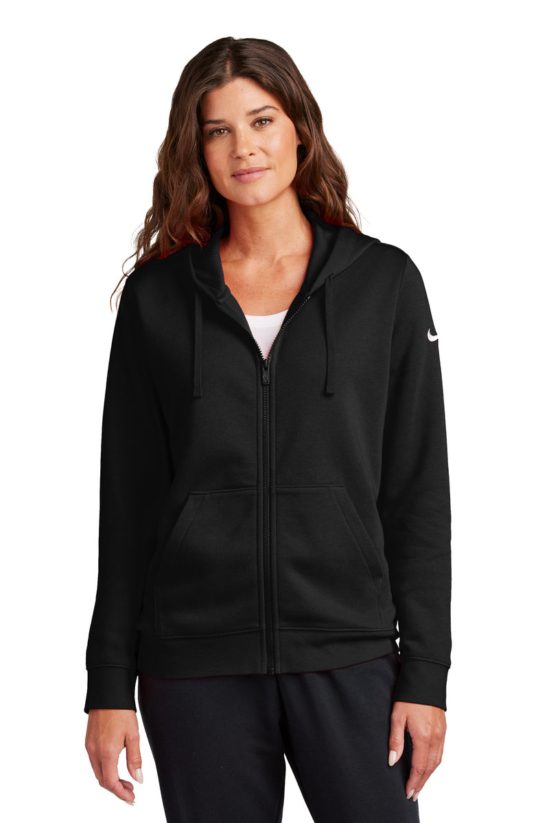 Nike Women's Club Fleece Sleeve Swoosh Full-Zip Hoodie - Black