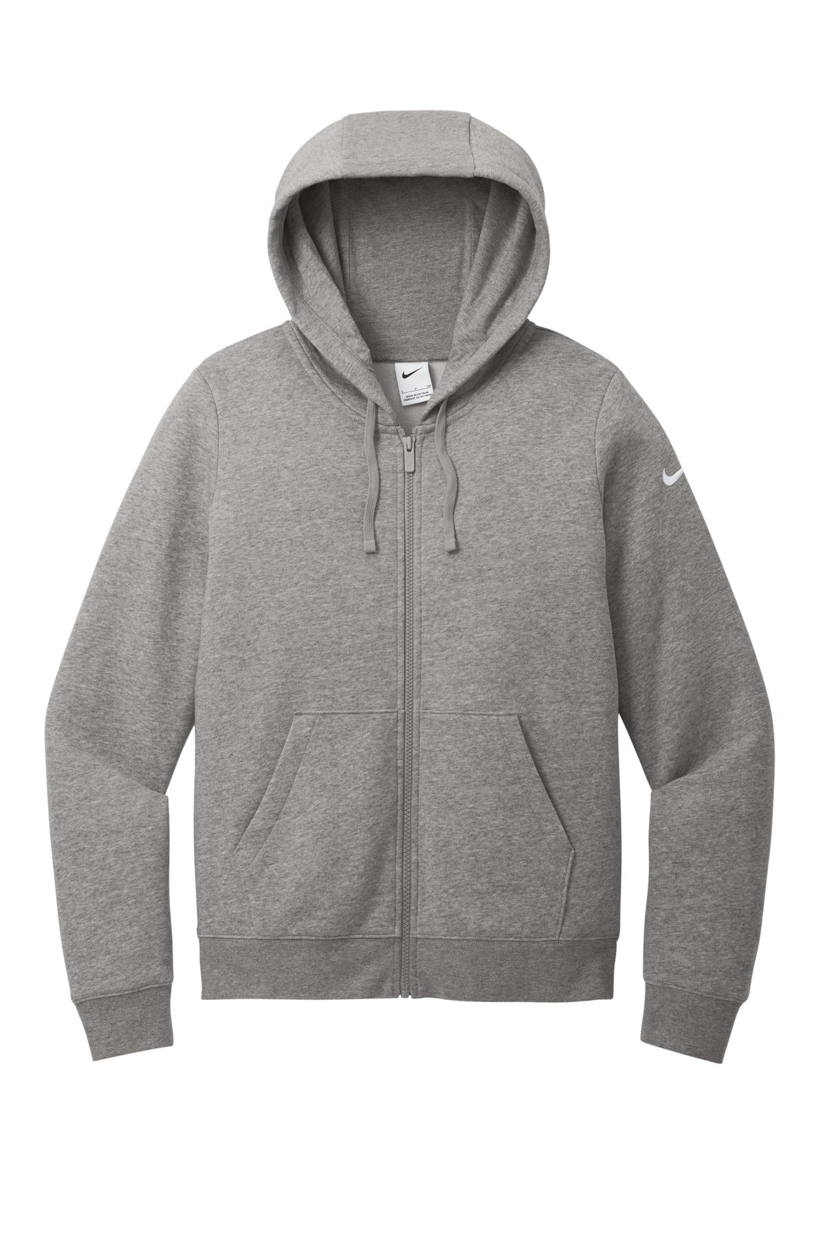 Nike Women's Club Fleece Sleeve Swoosh Full-Zip Hoodie - Charcoal Heather