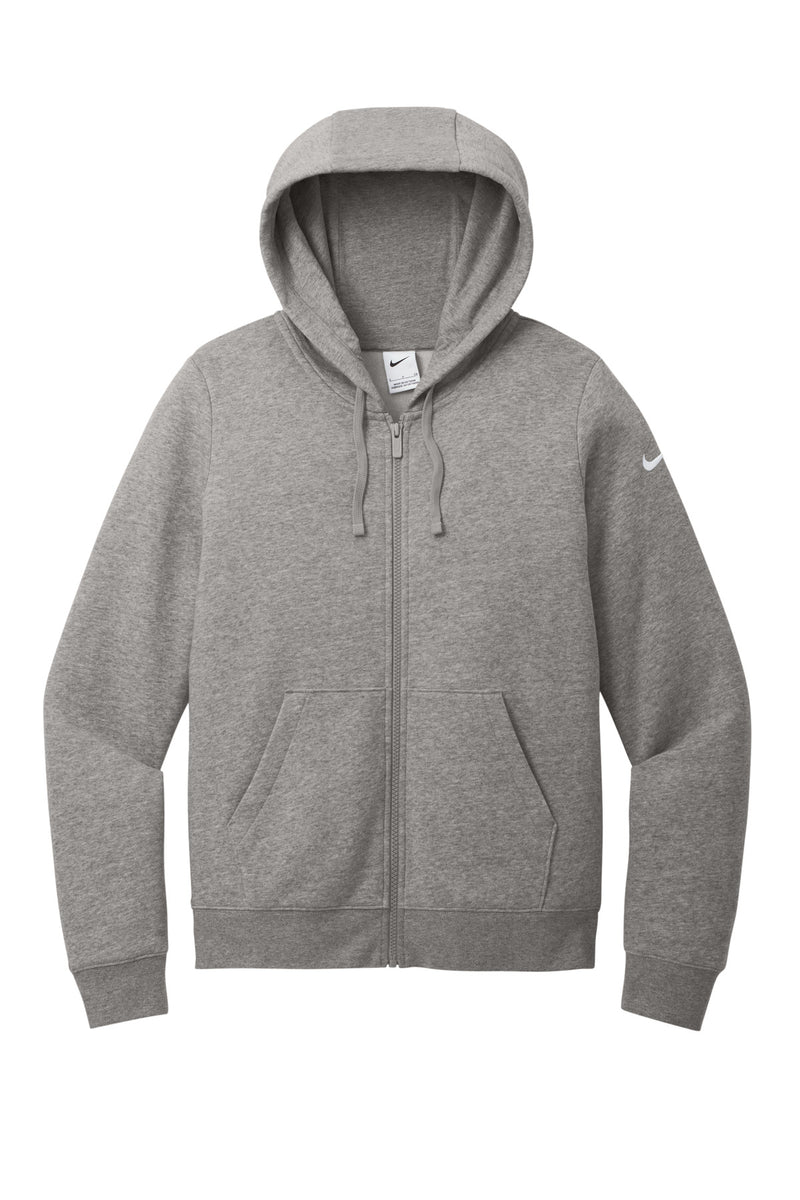 Nike Women's Club Fleece Sleeve Swoosh Full-Zip Hoodie - Charcoal Heather