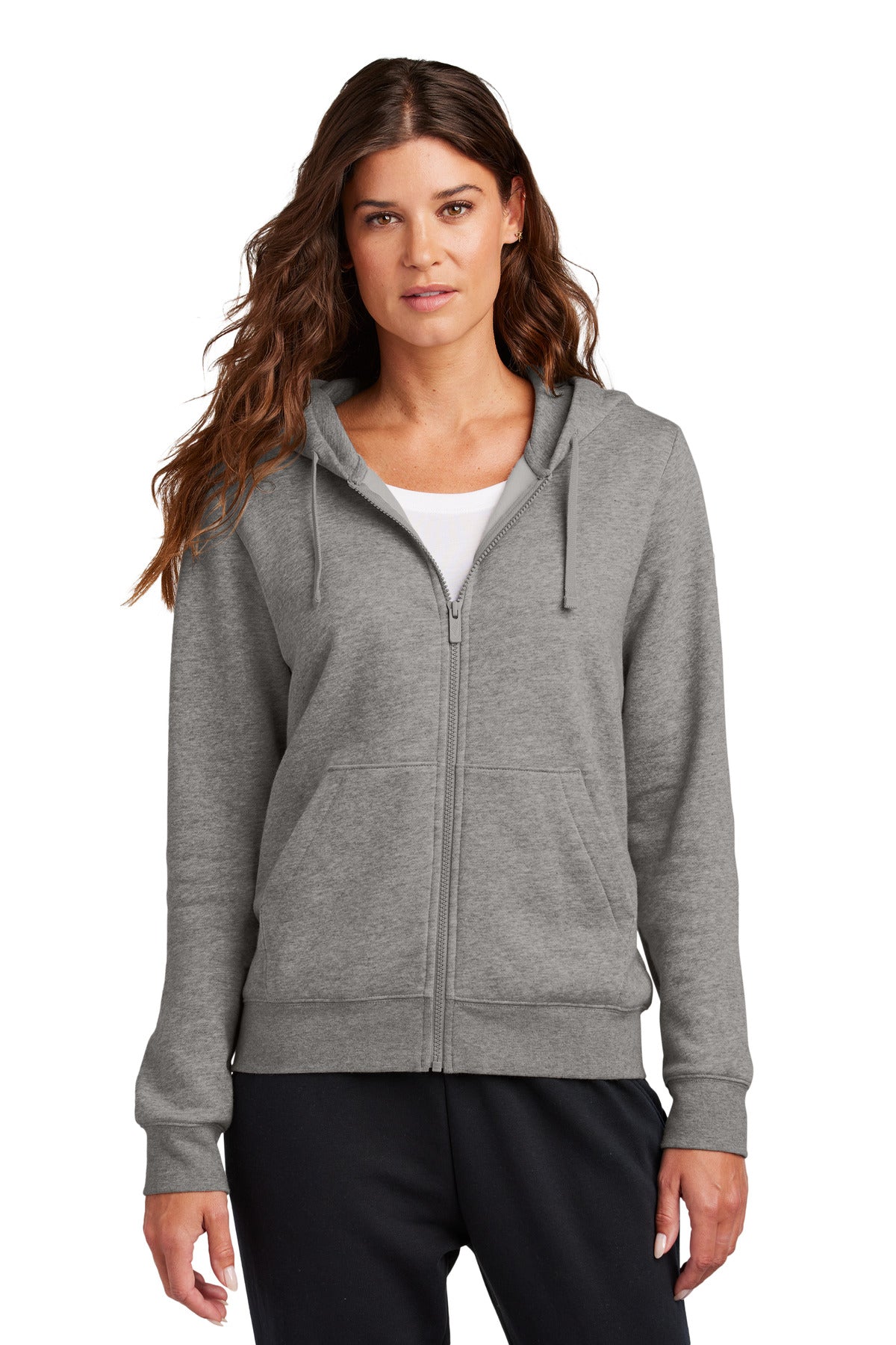 Nike Women's Club Fleece Sleeve Swoosh Full-Zip Hoodie - Charcoal Heather