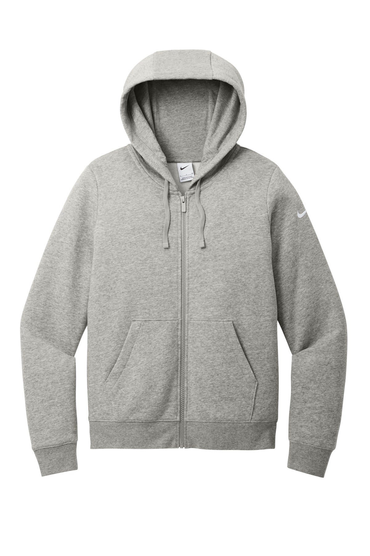 Nike Women's Club Fleece Sleeve Swoosh Full-Zip Hoodie - Dark Grey Heather