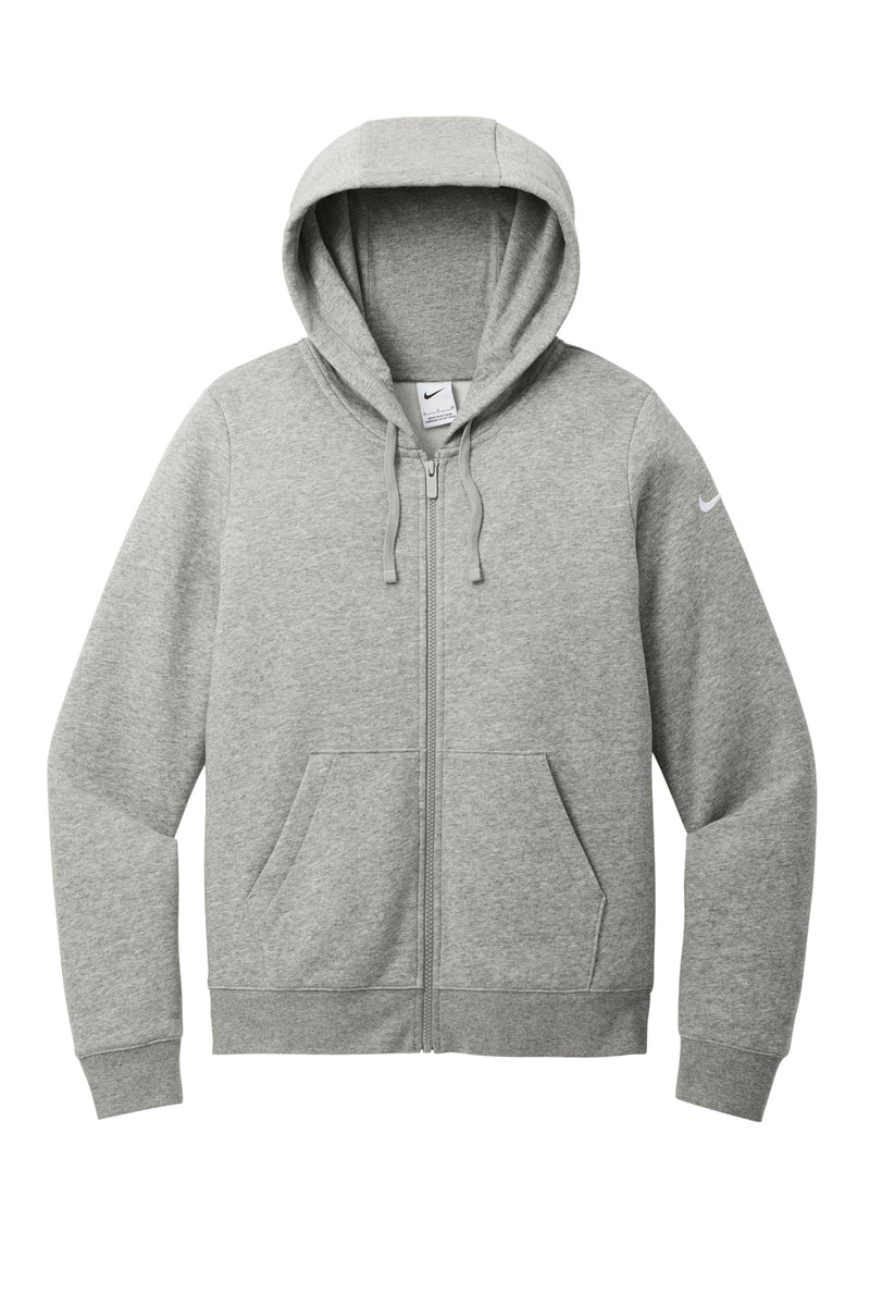 Nike Women's Club Fleece Sleeve Swoosh Full-Zip Hoodie - Dark Grey Heather