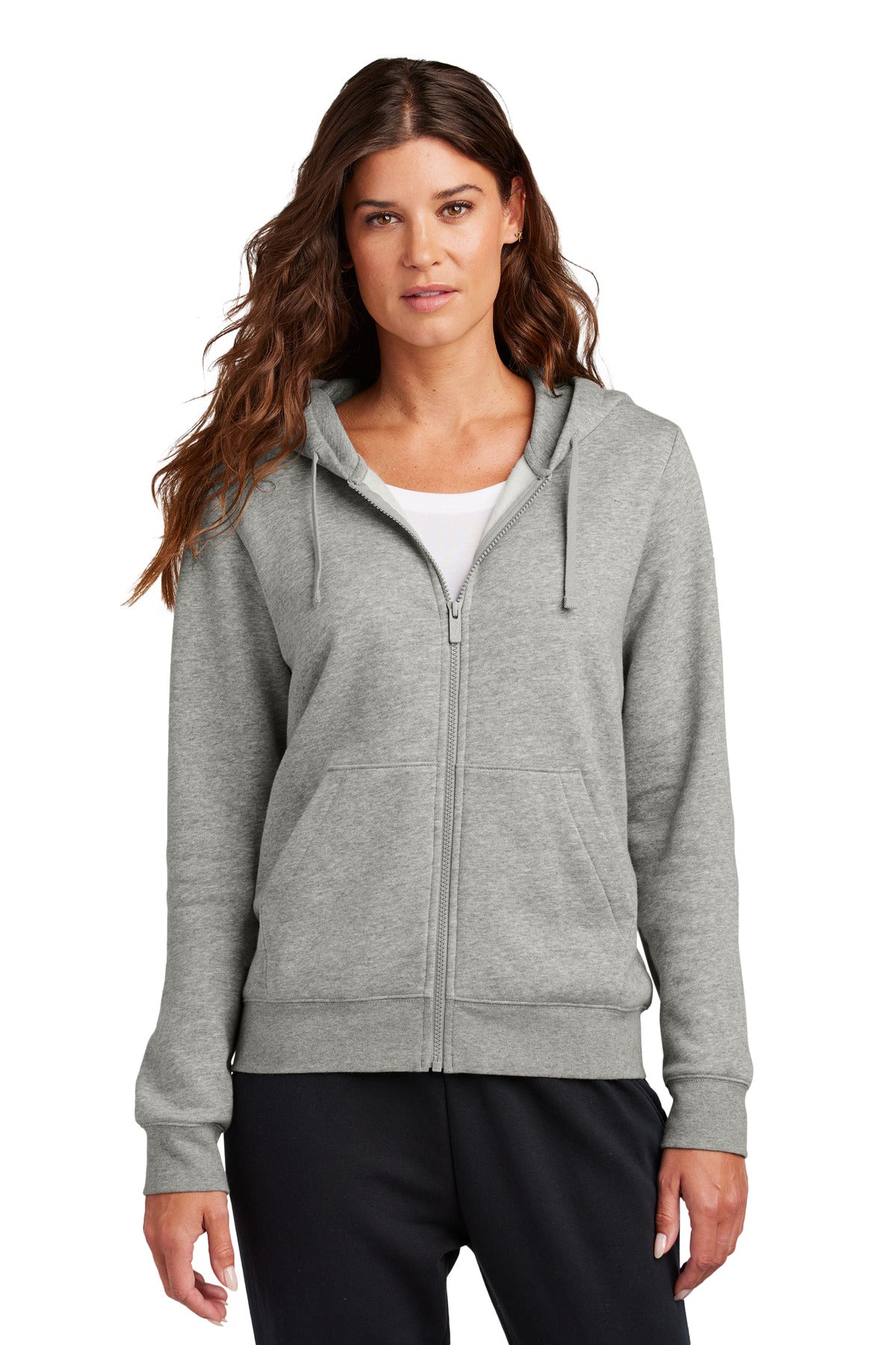 Nike Women's Club Fleece Sleeve Swoosh Full-Zip Hoodie - Dark Grey Heather