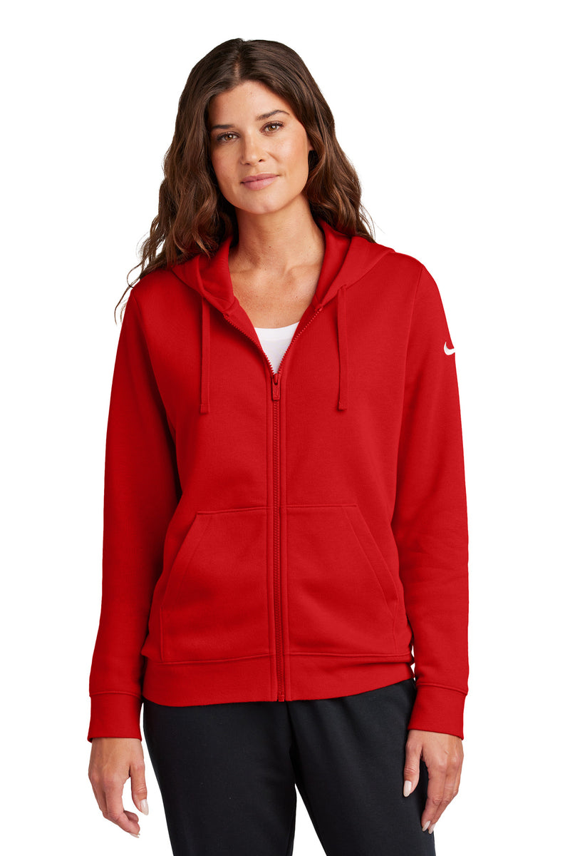 Nike Women's Club Fleece Sleeve Swoosh Full-Zip Hoodie - University Red