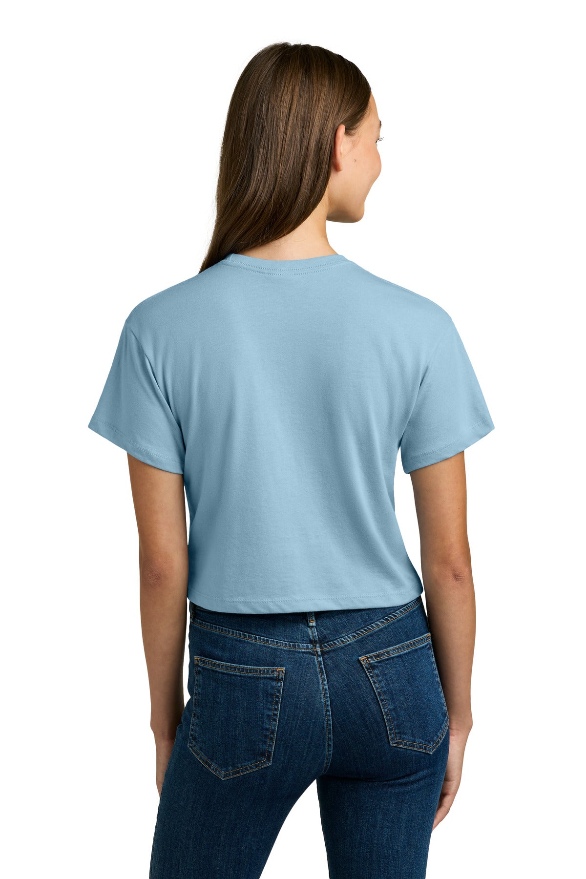 Next Level Apparel Women's Ideal Crop Top - Stonewash Denim