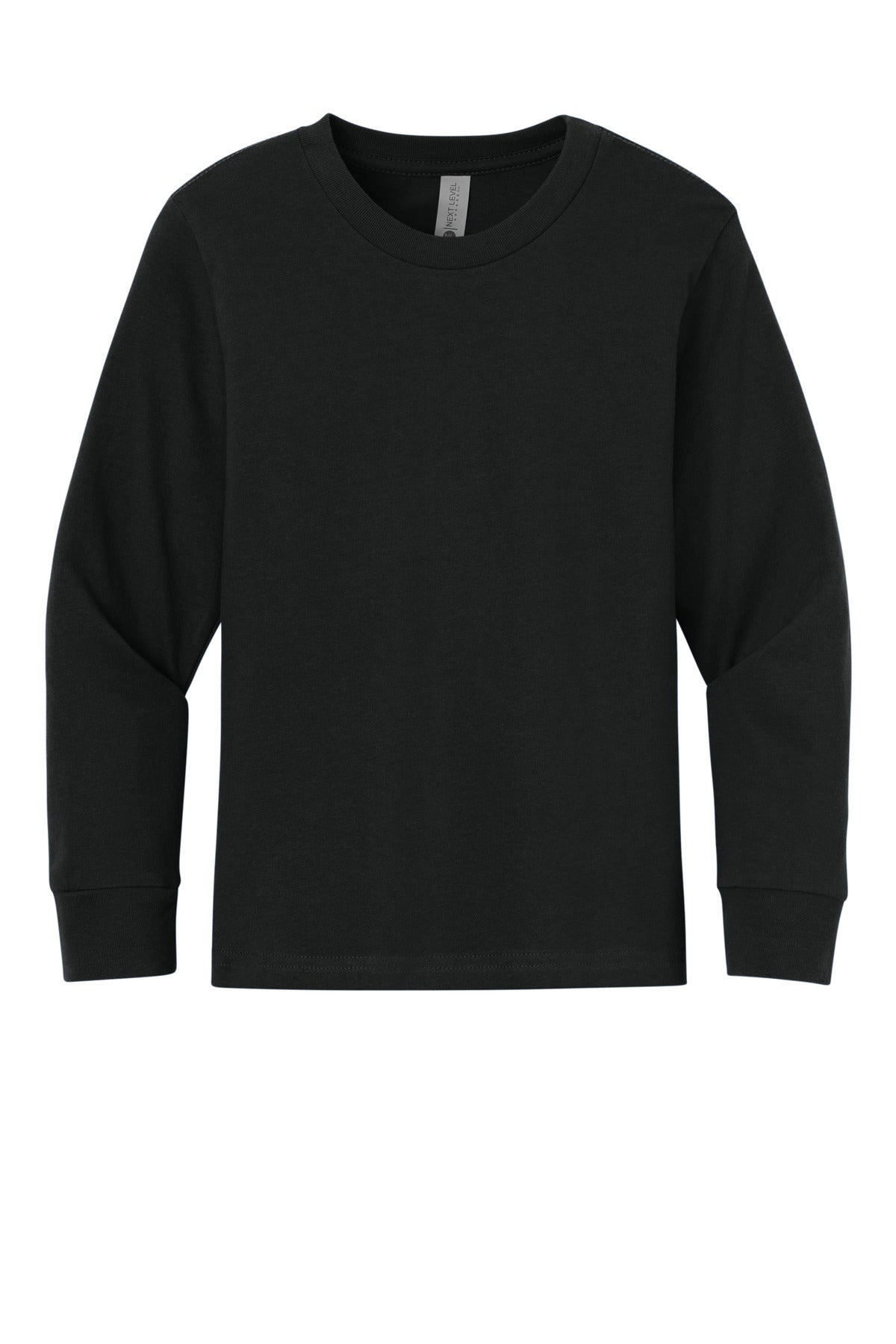 Next Level Apparel Youth Cotton Long Sleeve Tee - Black