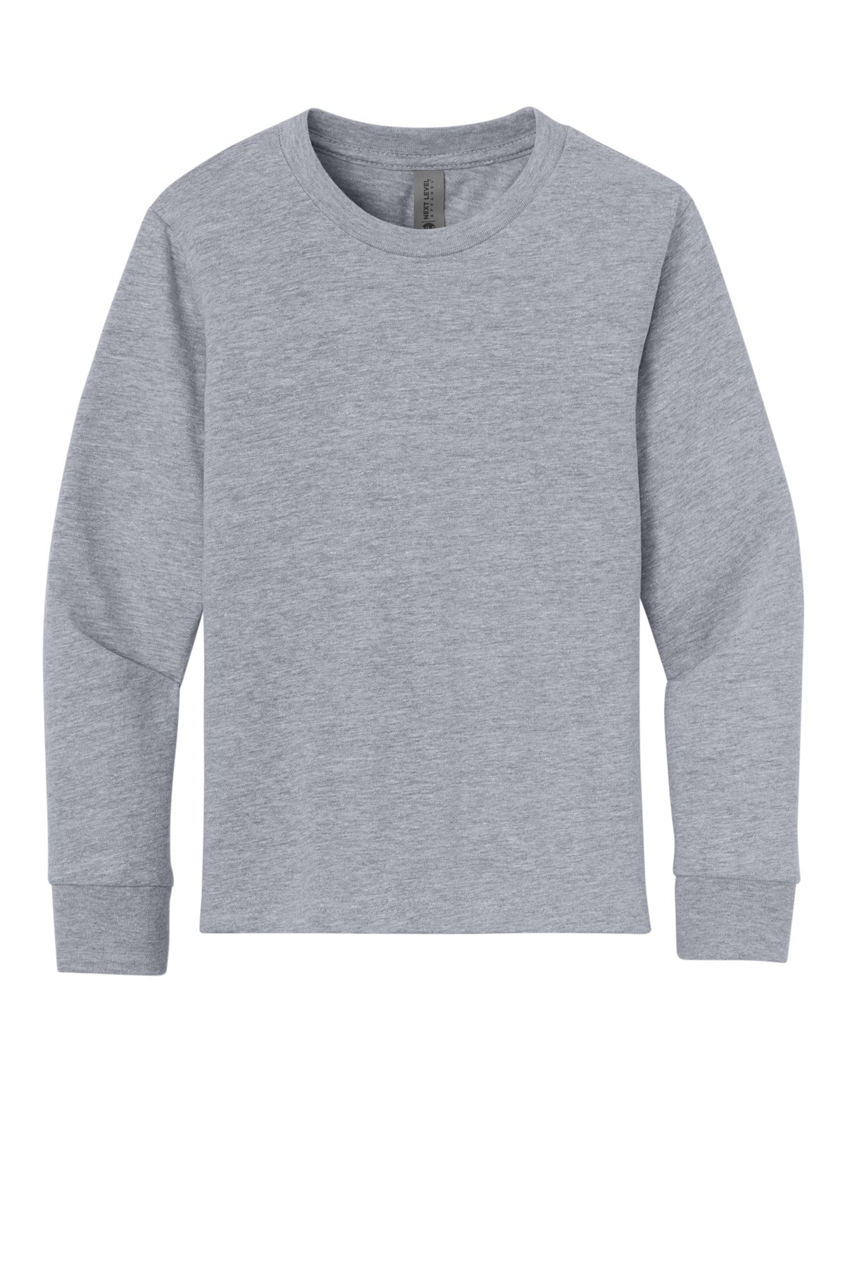 Next Level Apparel Youth Cotton Long Sleeve Tee - Heather Gray