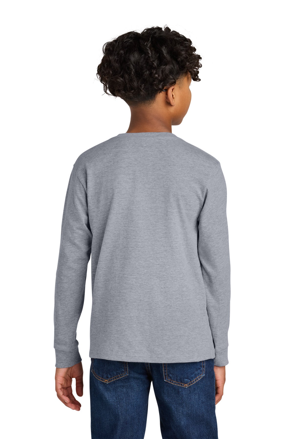Next Level Apparel Youth Cotton Long Sleeve Tee - Heather Gray