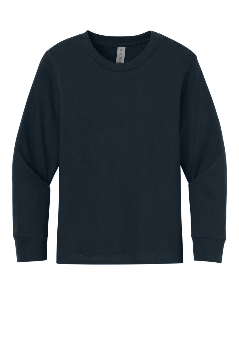 Next Level Apparel Youth Cotton Long Sleeve Tee - Midnight Navy