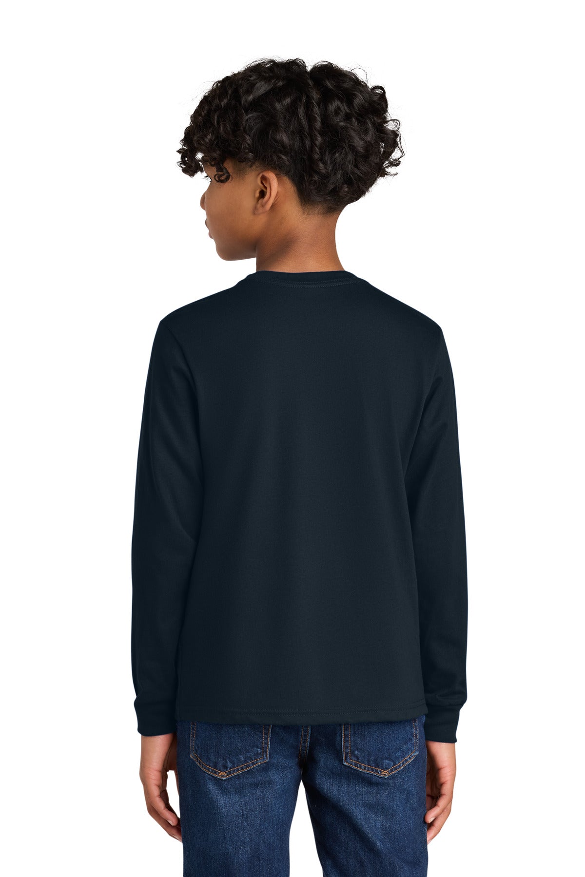 Next Level Apparel Youth Cotton Long Sleeve Tee - Midnight Navy