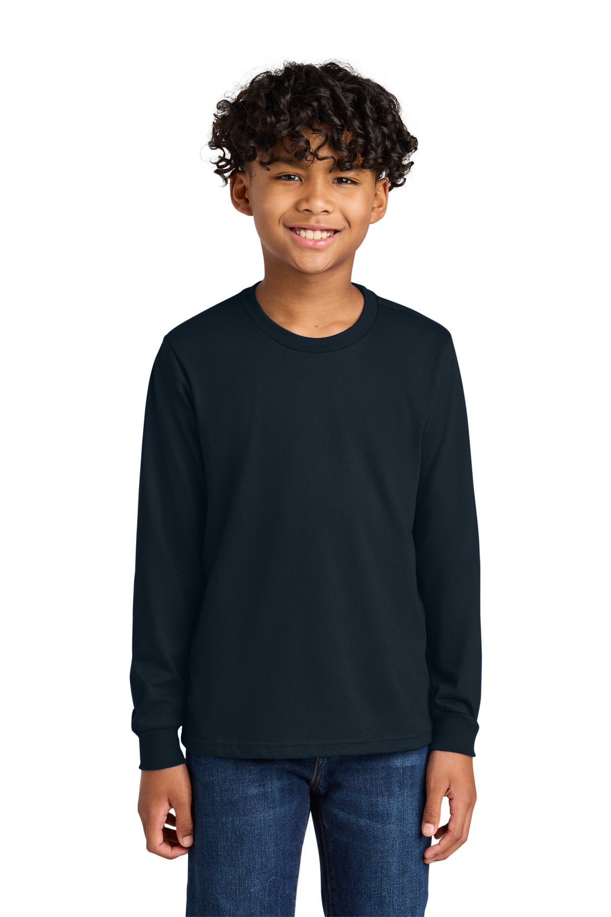 Next Level Apparel Youth Cotton Long Sleeve Tee - Midnight Navy