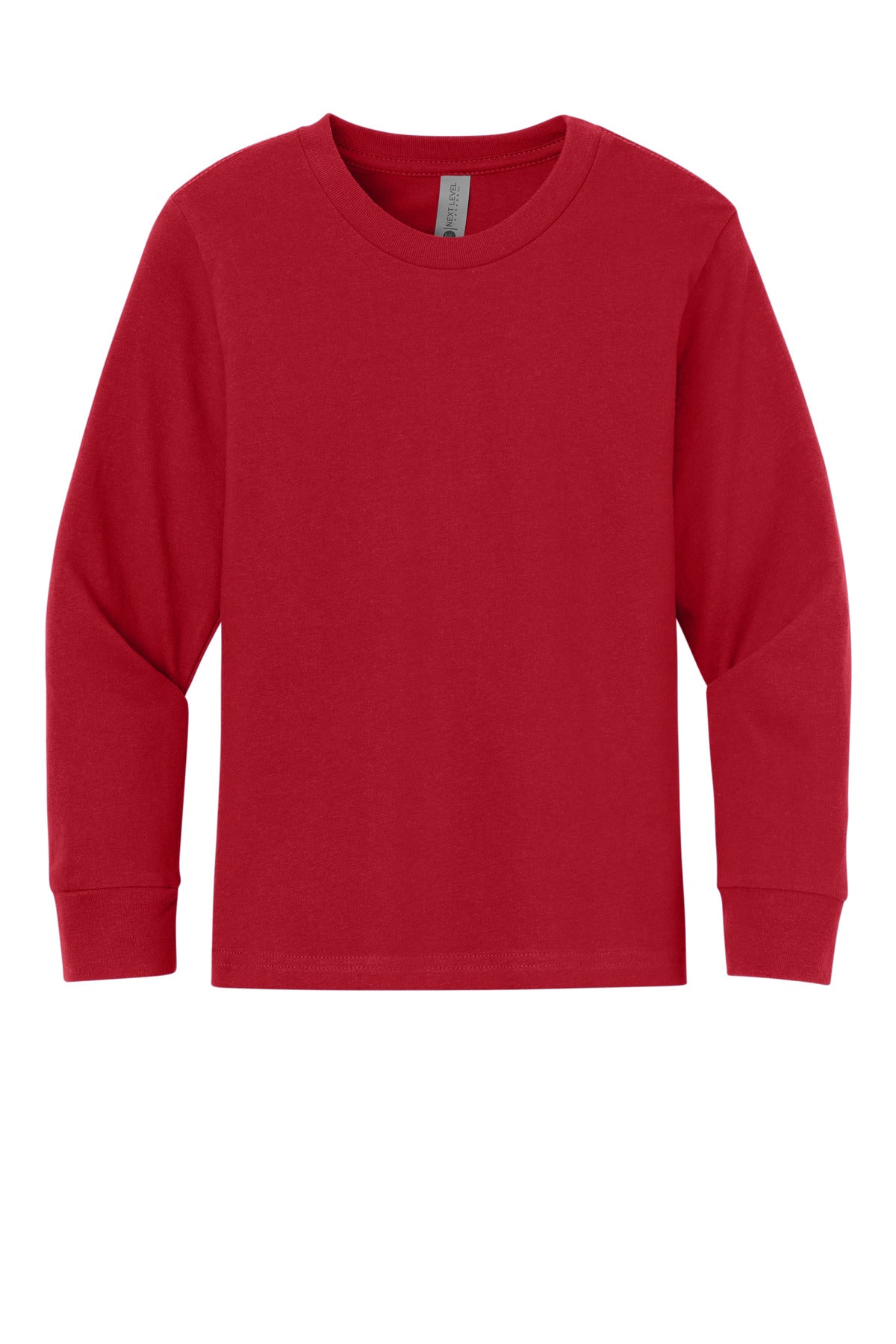 Next Level Apparel Youth Cotton Long Sleeve Tee - Red