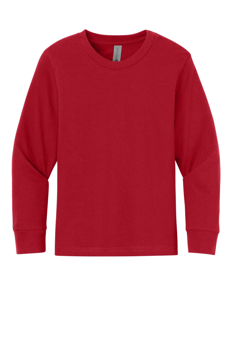 Next Level Apparel Youth Cotton Long Sleeve Tee - Red