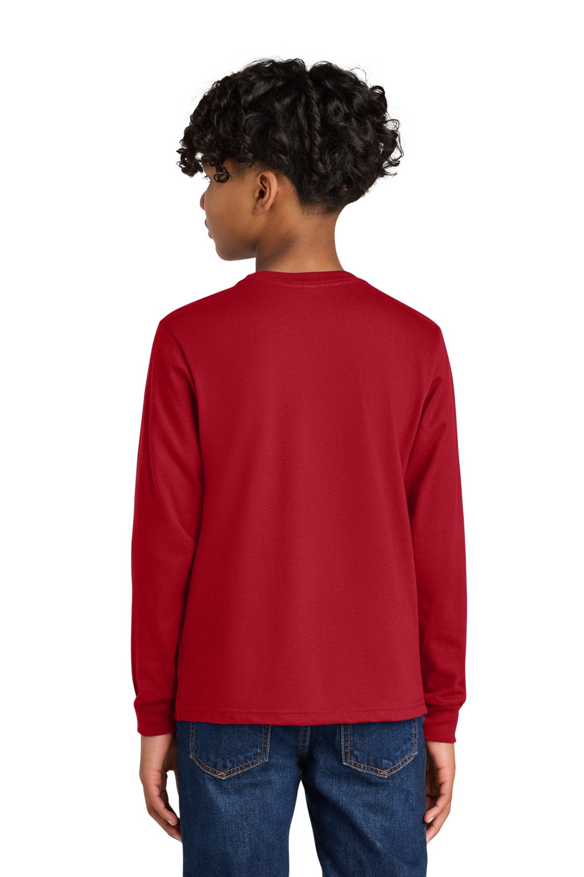 Next Level Apparel Youth Cotton Long Sleeve Tee - Red