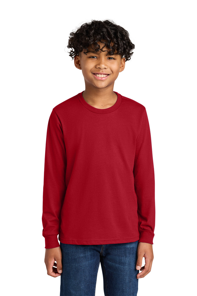 Next Level Apparel Youth Cotton Long Sleeve Tee - Red