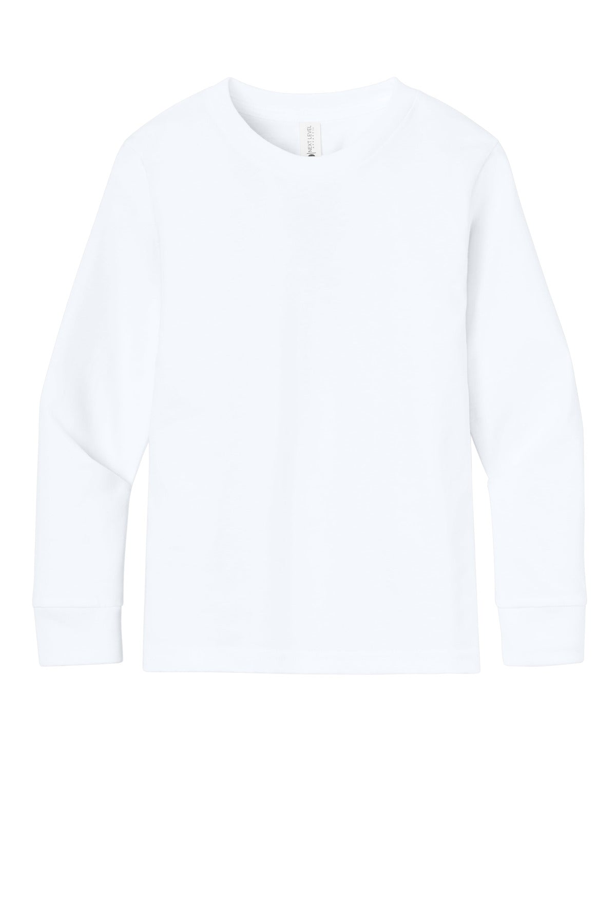 Next Level Apparel Youth Cotton Long Sleeve Tee - White