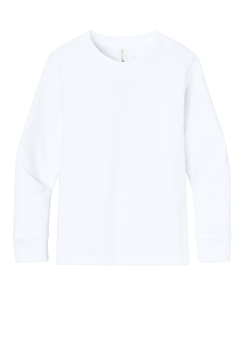 Next Level Apparel Youth Cotton Long Sleeve Tee - White