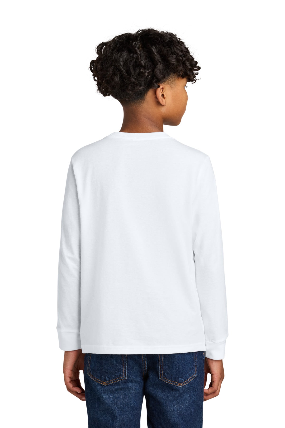Next Level Apparel Youth Cotton Long Sleeve Tee - White