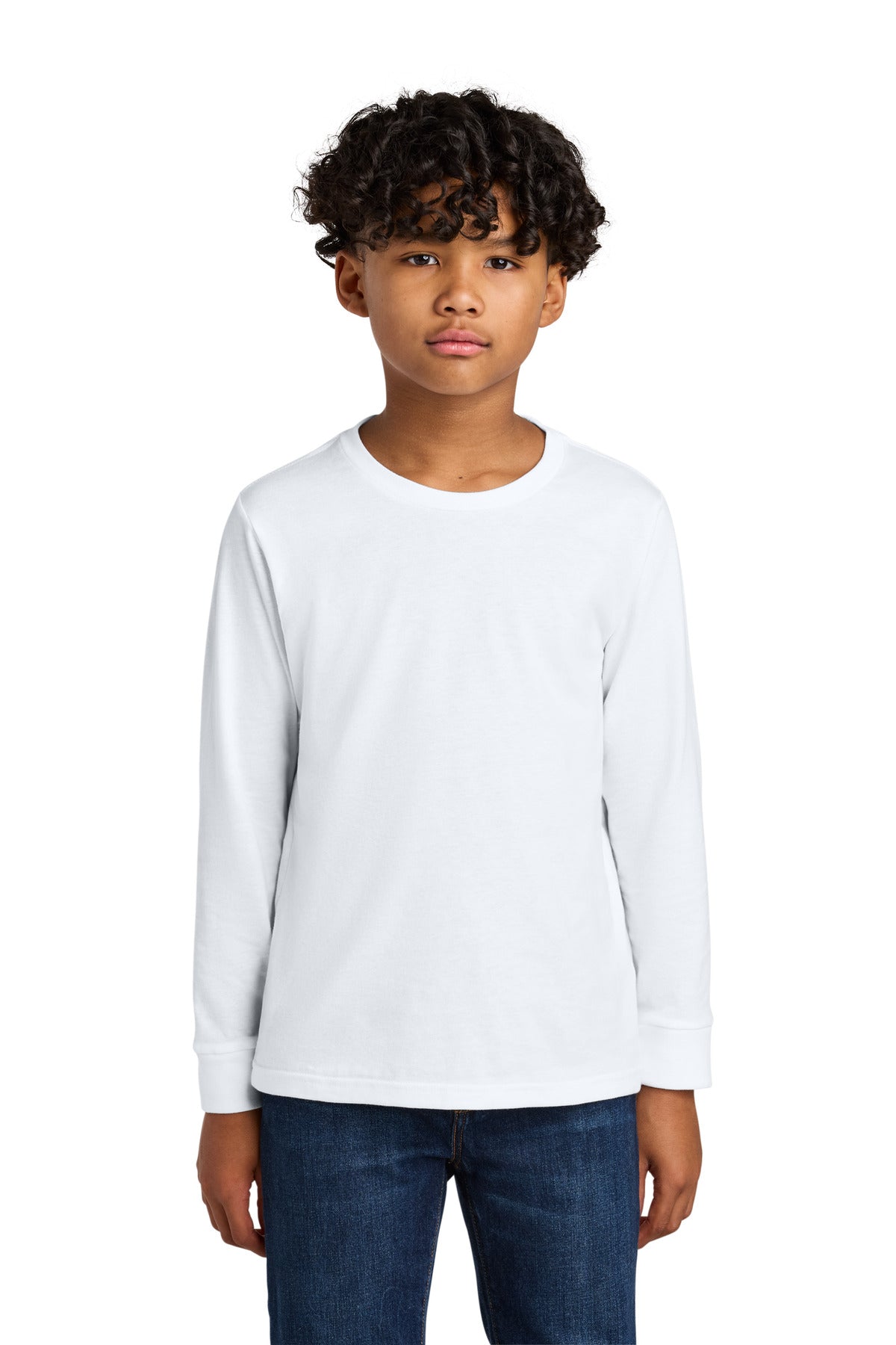Next Level Apparel Youth Cotton Long Sleeve Tee - White