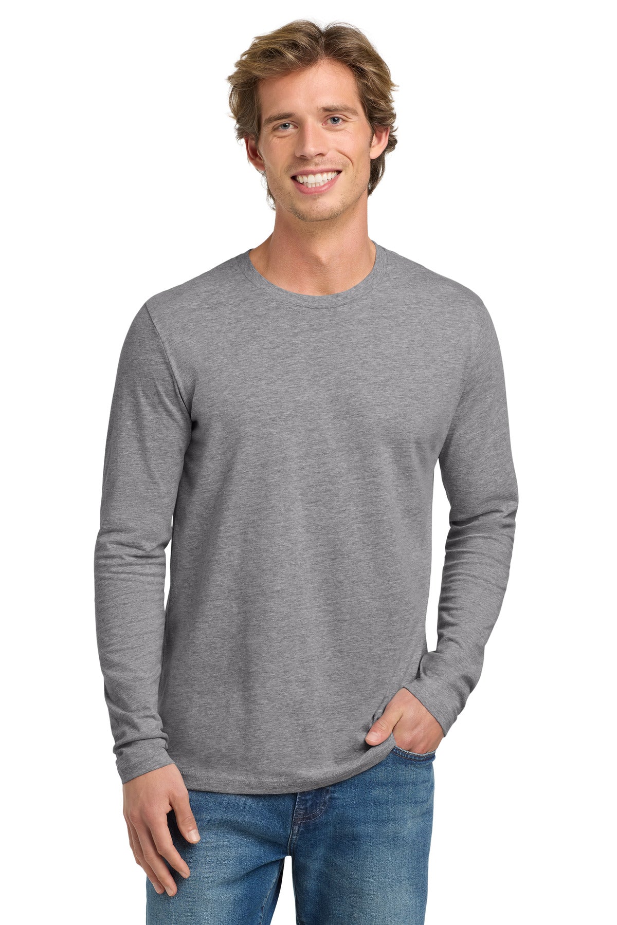 Next Level Apparel Cotton Long Sleeve Tee - Heather Gray