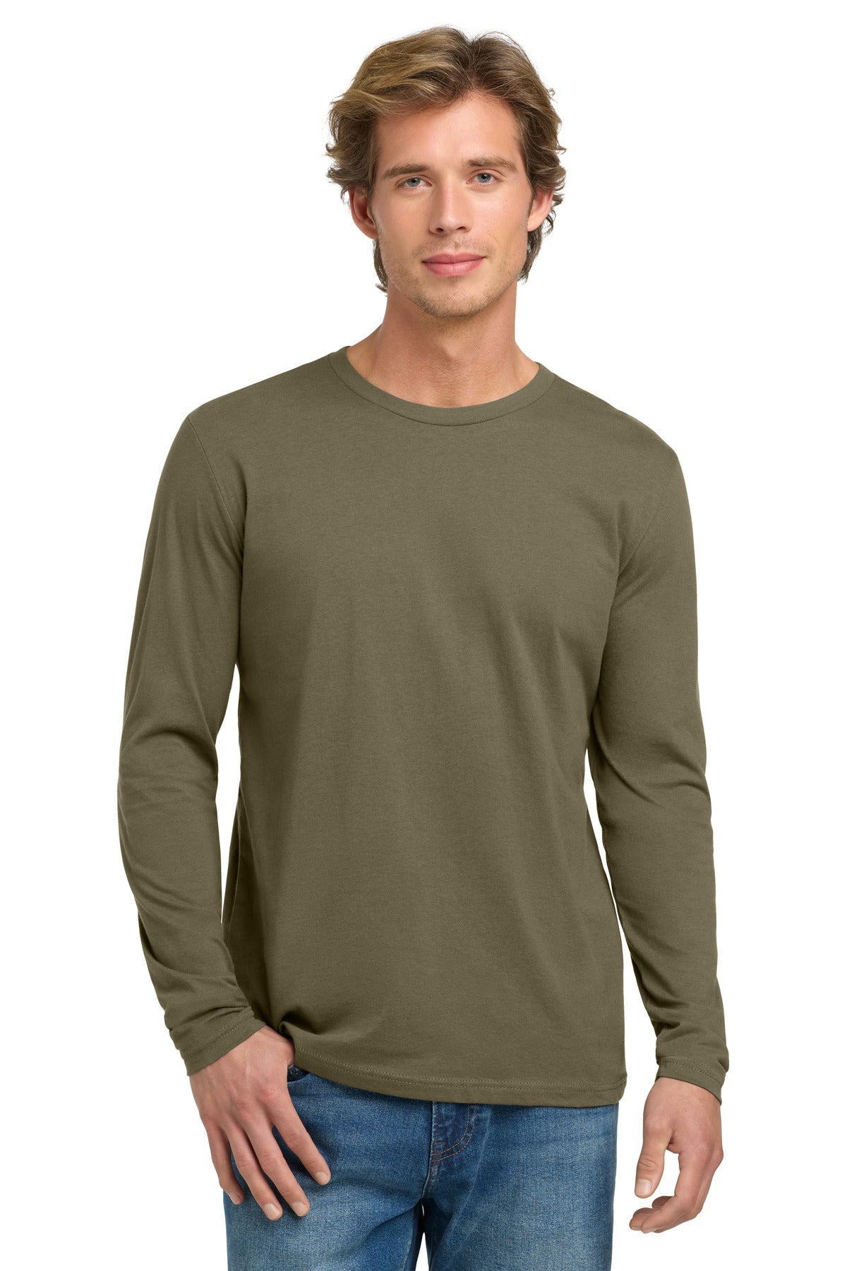 Next Level Apparel Cotton Long Sleeve Tee - Military Green
