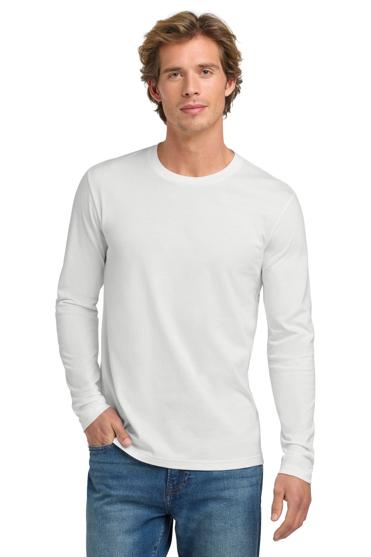 Next Level Apparel Cotton Long Sleeve Tee - White