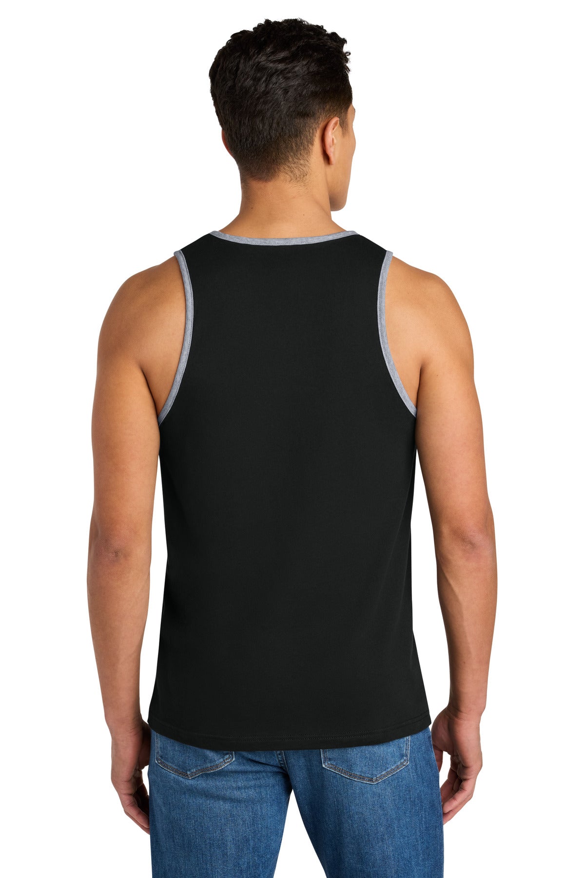 Next Level Apparel Cotton Muscle Tank - Black/ Heather Gray