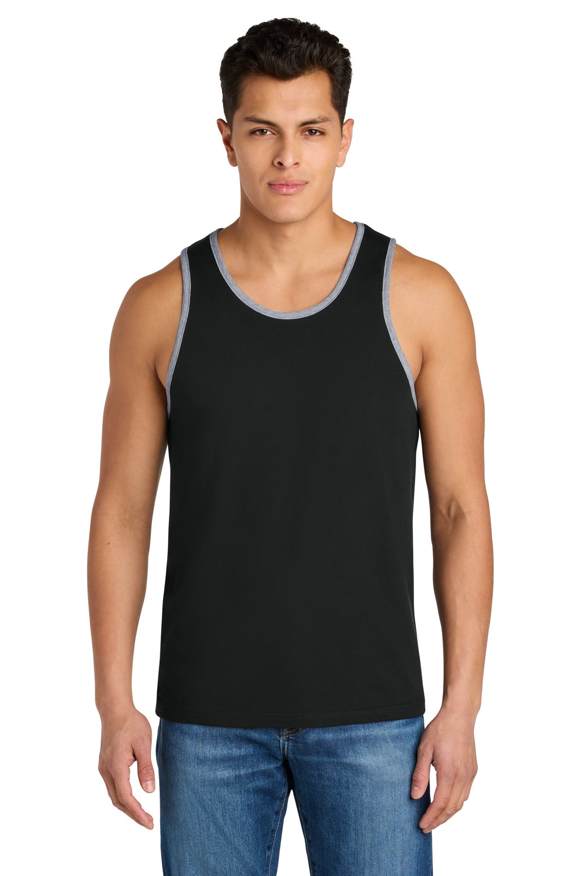 Next Level Apparel Cotton Muscle Tank - Black/ Heather Gray
