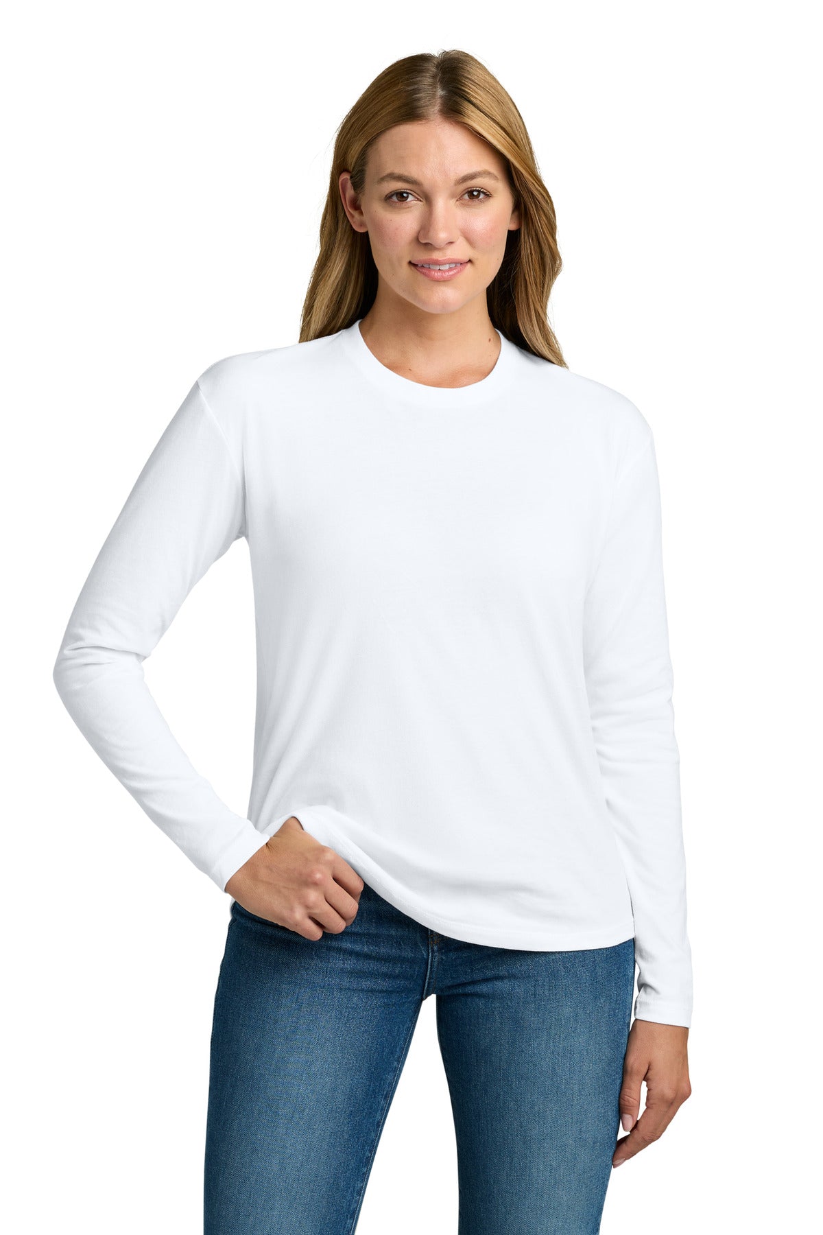 Next Level Apparel Women's Cotton Relaxed Long Sleeve Tee - White