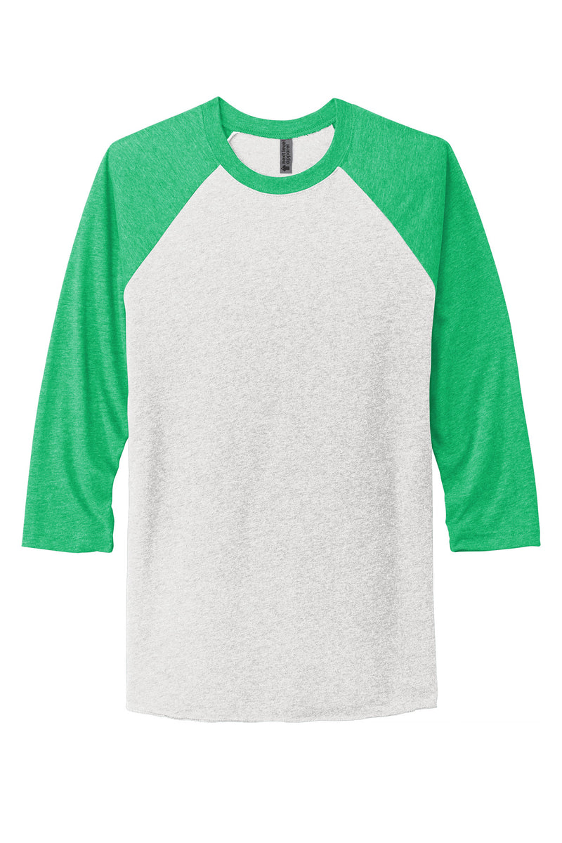 Next Level Apparel   Adult Tri-Blend 3/4-Sleeve Raglan Tee - Envy/ Hthr White
