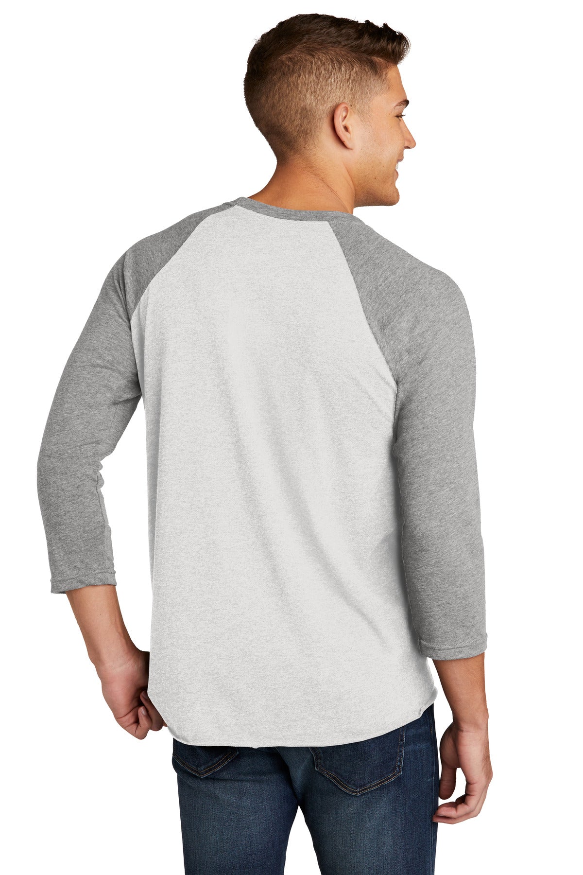 Next Level Apparel   Adult Tri-Blend 3/4-Sleeve Raglan Tee - Prem Hthr/ Hthr White