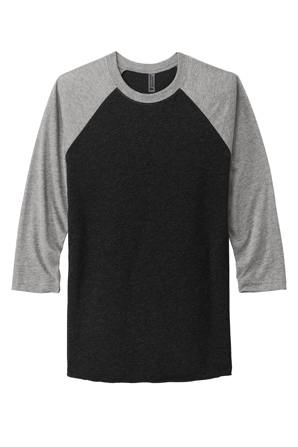 Next Level Apparel   Adult Tri-Blend 3/4-Sleeve Raglan Tee - Prem Hthr/ VTG Black