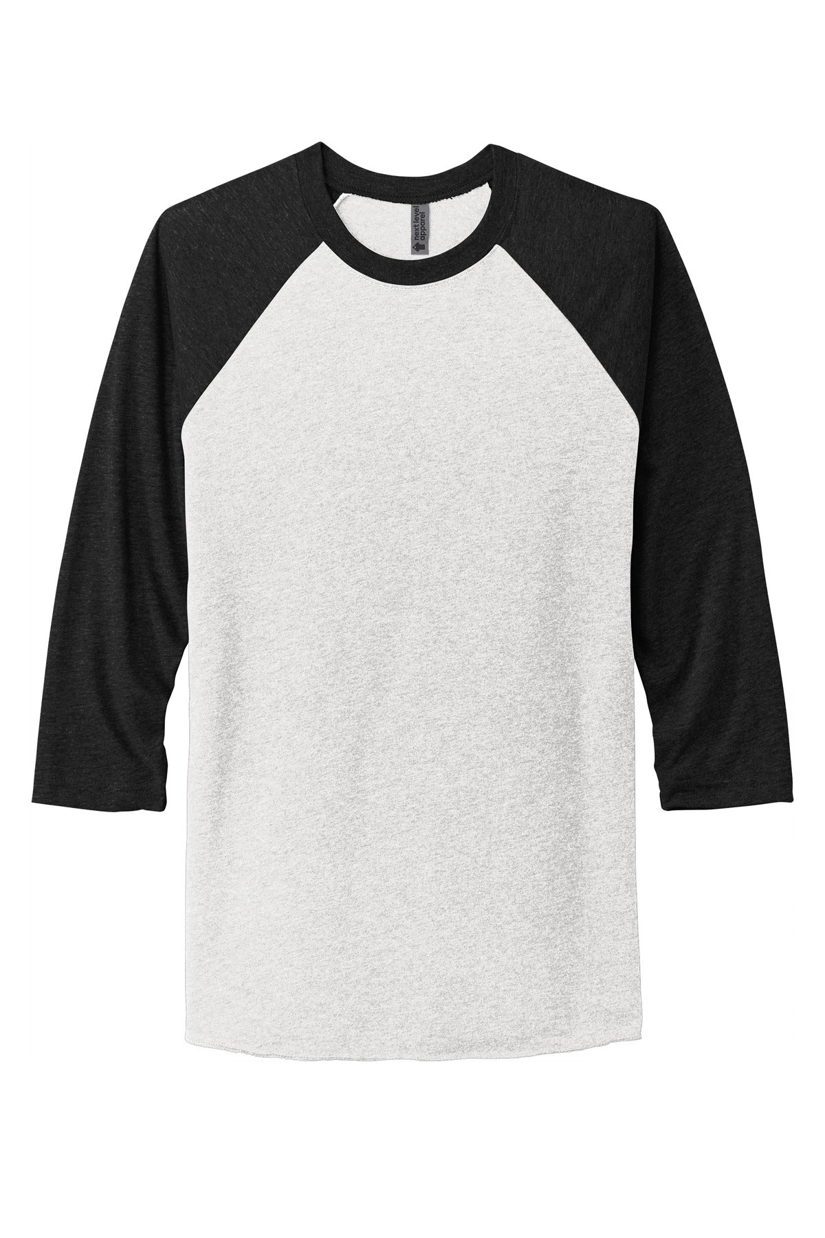 Next Level Apparel   Adult Tri-Blend 3/4-Sleeve Raglan Tee - VTG Black/ Hthr White
