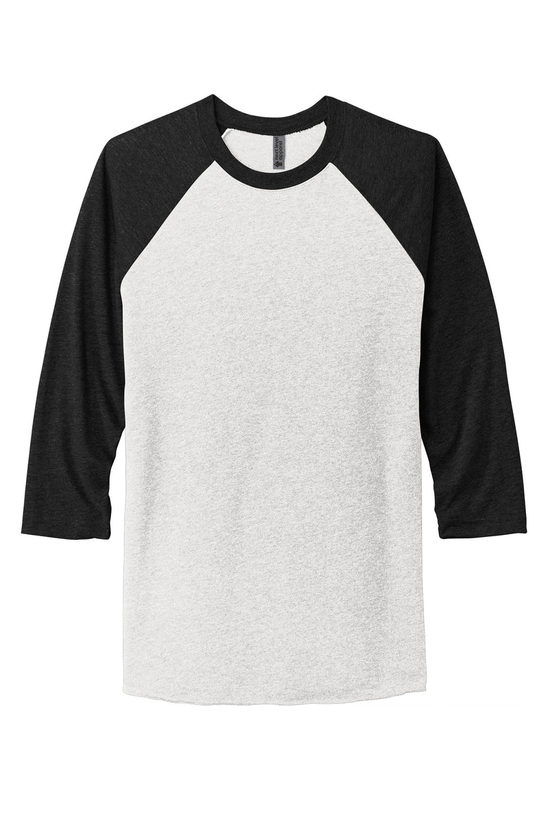 Next Level Apparel   Adult Tri-Blend 3/4-Sleeve Raglan Tee - VTG Black/ Hthr White
