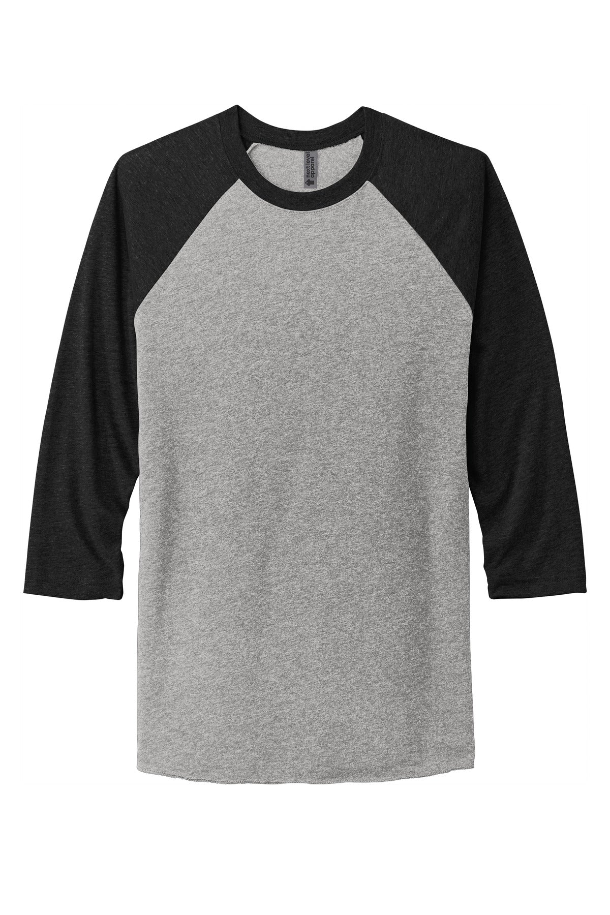 Next Level Apparel   Adult Tri-Blend 3/4-Sleeve Raglan Tee - VTG Black/ Prem Hthr
