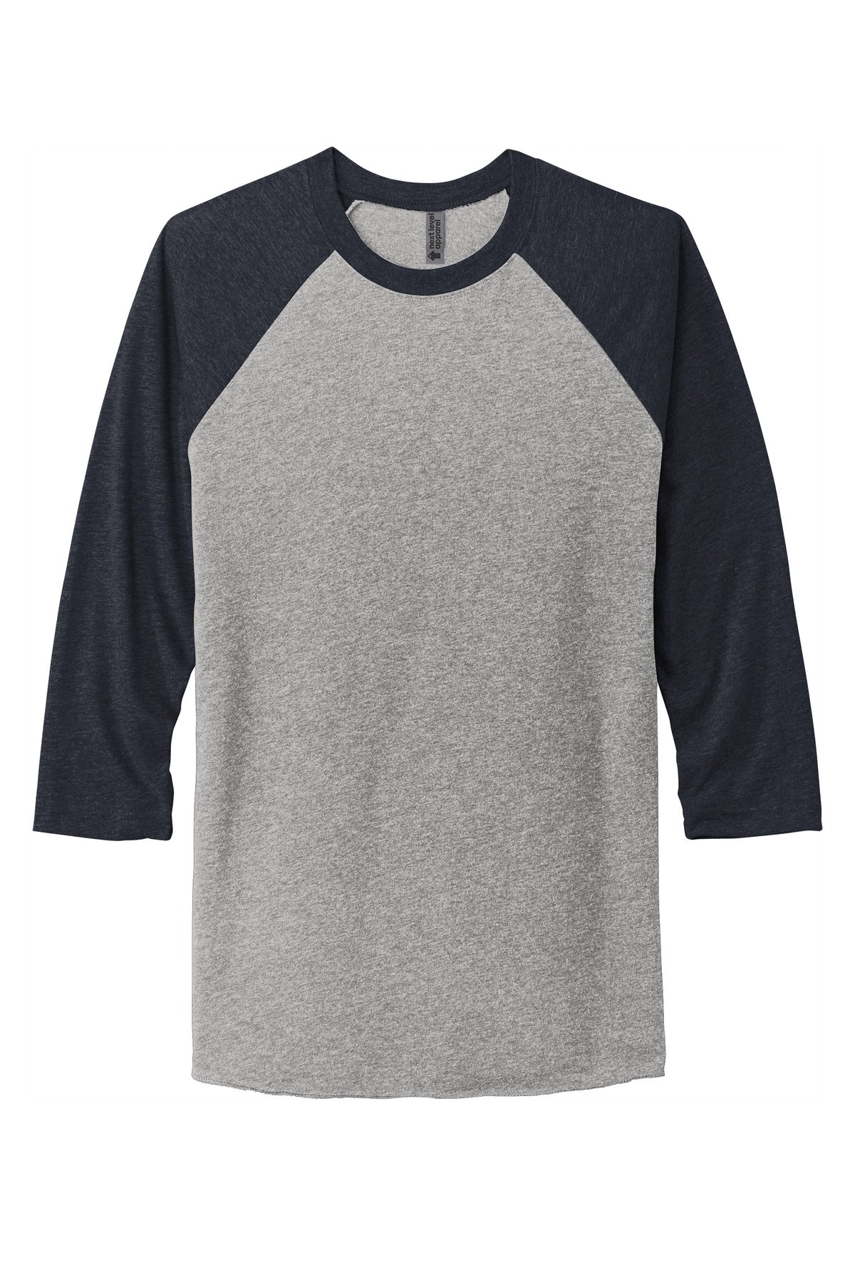Next Level Apparel   Adult Tri-Blend 3/4-Sleeve Raglan Tee - VTG Navy/ Prem Hthr