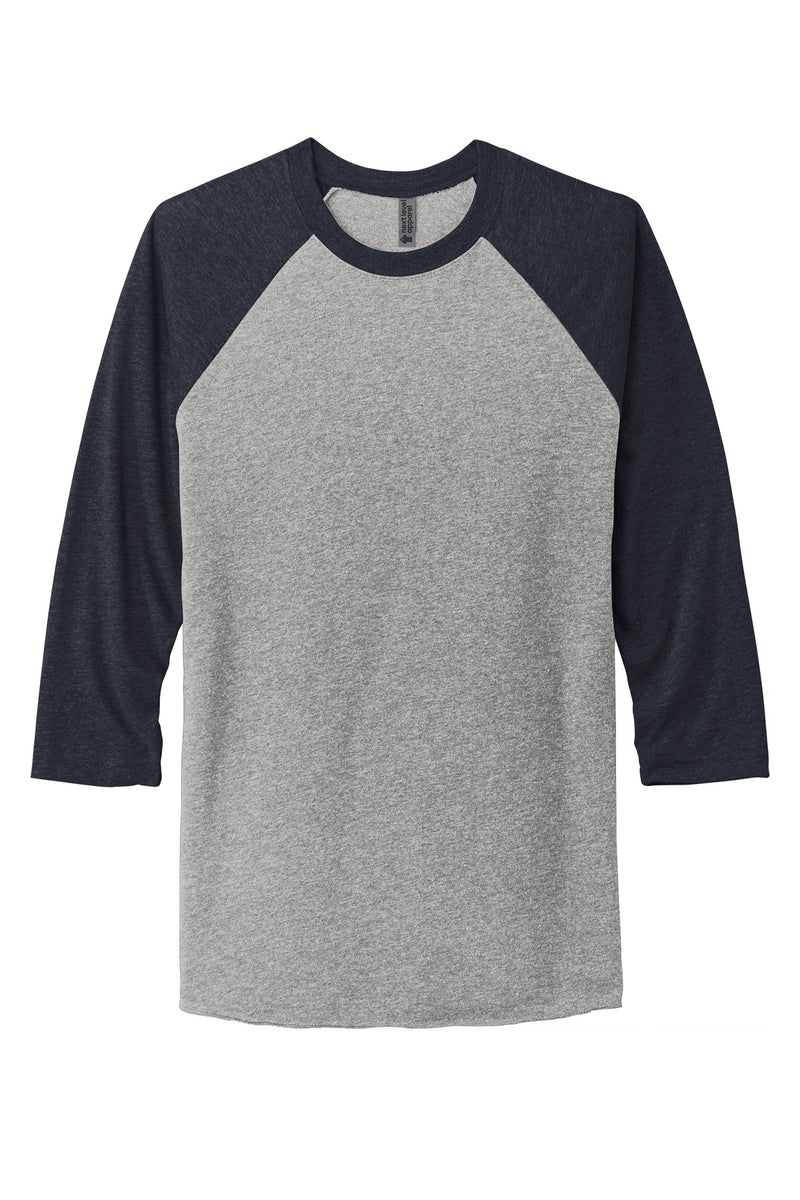 Next Level Apparel   Adult Tri-Blend 3/4-Sleeve Raglan Tee - VTG Navy/ Prem Hthr