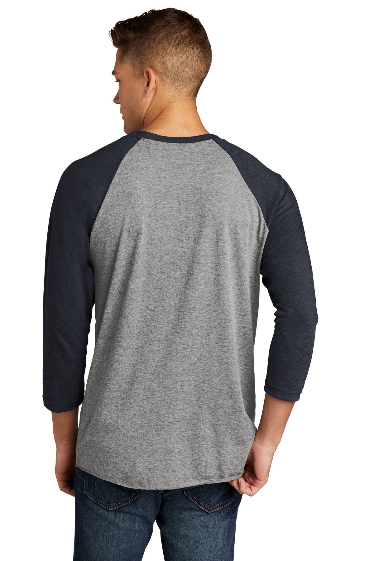 Next Level Apparel   Adult Tri-Blend 3/4-Sleeve Raglan Tee - VTG Navy/ Prem Hthr