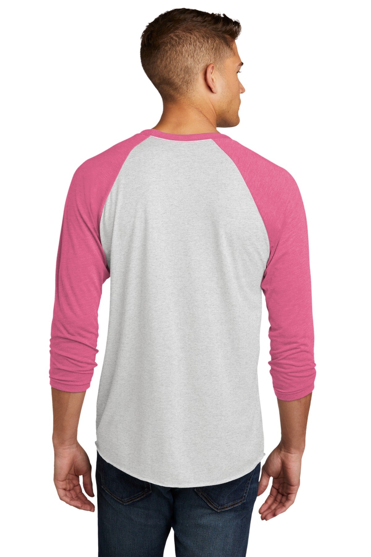 Next Level Apparel   Adult Tri-Blend 3/4-Sleeve Raglan Tee - VTG Pink/ Hthr White