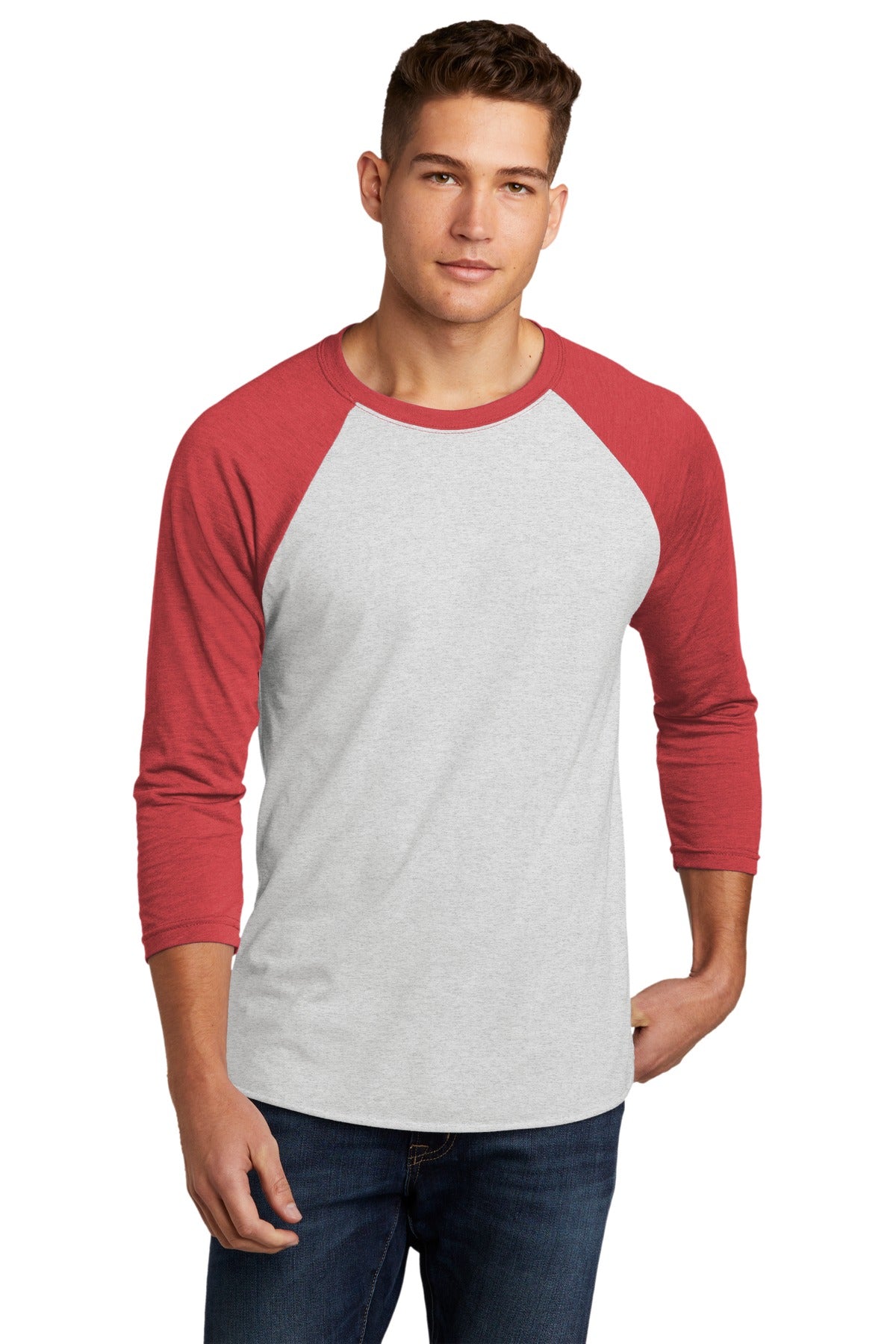 Next Level Apparel   Adult Tri-Blend 3/4-Sleeve Raglan Tee - VTG Red/ Hthr White