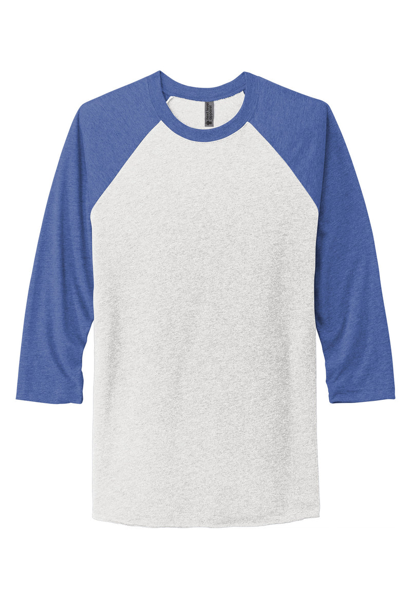 Next Level Apparel   Adult Tri-Blend 3/4-Sleeve Raglan Tee - VTG Royal/ Hthr White