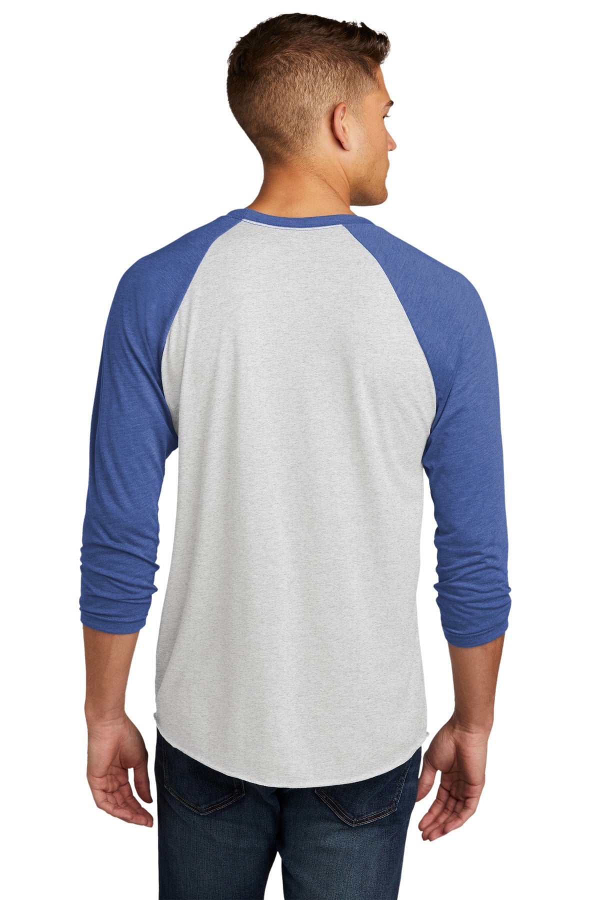 Next Level Apparel   Adult Tri-Blend 3/4-Sleeve Raglan Tee - VTG Royal/ Hthr White
